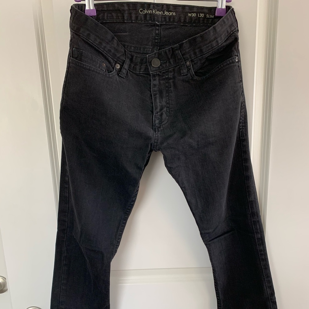 Calvin Klein slim stretch jeans black faded